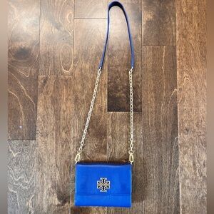Tory Burch Britten Leather Chain Crossbody Bag, Blue